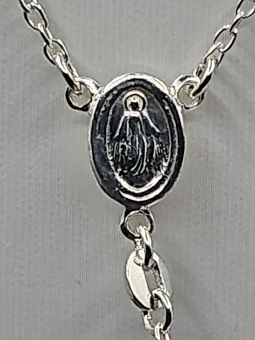 .925 Sterling Silver Italian Rosary Necklace 24in - Picture 3 of 4